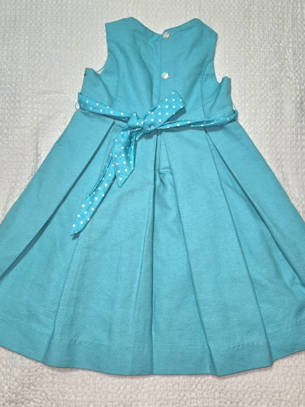 Neck & Neck Girls Aqua Blue Textured Party Dress Size 4-5Y Bow Sash Easter Weddi